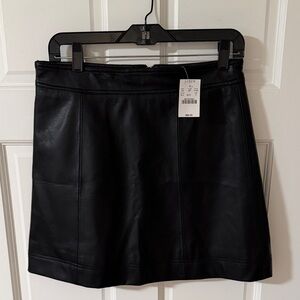 J. Crew Metcantile Sleek A-line Faux Leather Black Mini Skirt Size 6 NEW